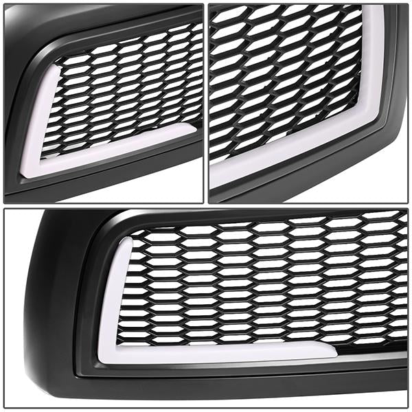 10-18 Ram 2500 3500 LED DRL Front Grille - Badgeless Honeycomb Mesh - Matte Black