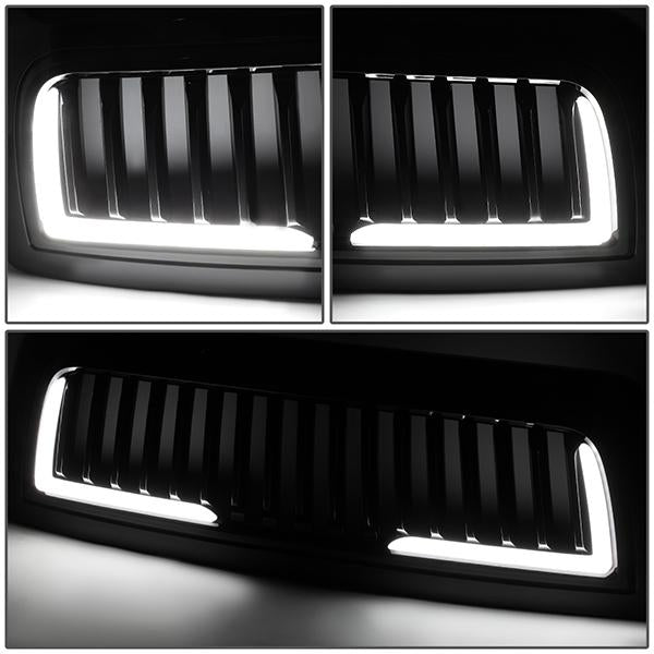 10-18 Ram 2500 3500 LED DRL Front Grille - Badgeless Vertical Fence Style - Gloss Black