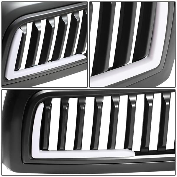 10-18 Ram 2500 3500 LED DRL Front Grille - Badgeless Vertical Fence Style - Matte Black