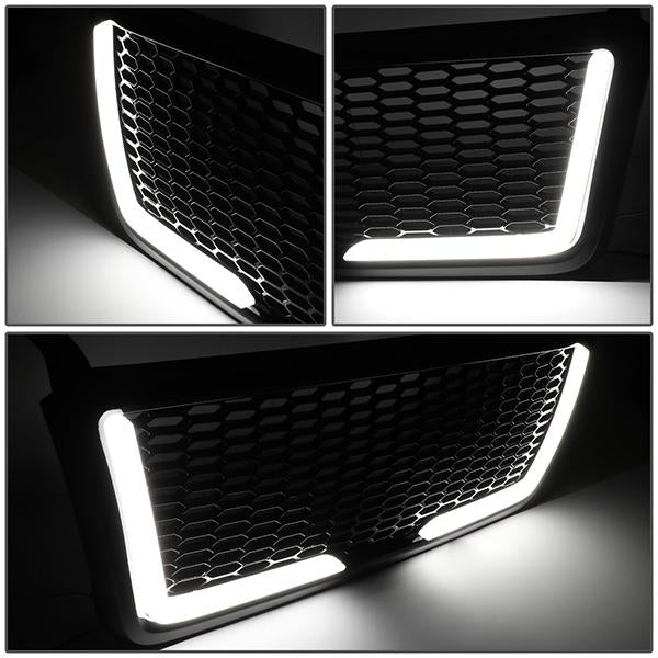 04-08 Ford F150 Front Grille+LED Bar - Badgeless Honeycomb Mesh - Black