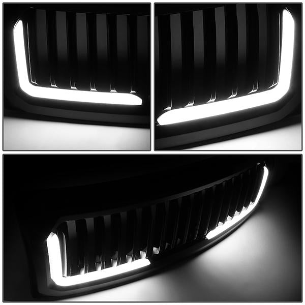 09-14 Ford F150 LED DRL Front Grille - Badgeless Vertical Fence Style - Gloss Black