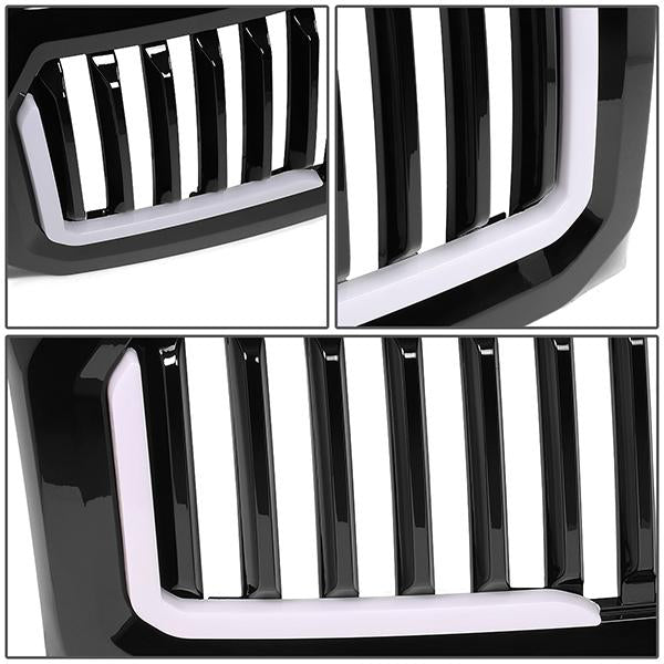 09-14 Ford F150 LED DRL Front Grille - Badgeless Vertical Fence Style - Gloss Black