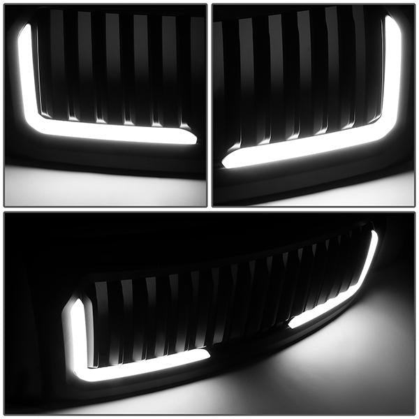 09-14 Ford F150 LED DRL Front Grille - Badgeless Vertical Fence Style - Matte Black