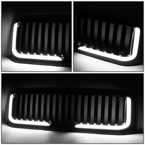 99-04 Ford F250 F350 F450 F550 Super Duty Front Grille+LED Bar - Vertical Fence Style - Black