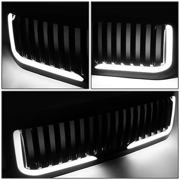 99-04 Ford F250 F350 F450 F550 Super Duty Front Grille+LED Bar - Vertical Fence Style - Black