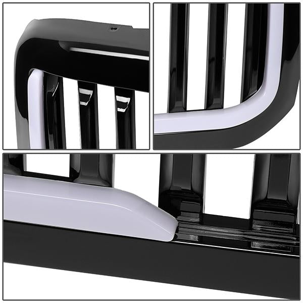 99-04 Ford F250 F350 F450 F550 Super Duty Front Grille+LED Bar - Vertical Fence Style - Black