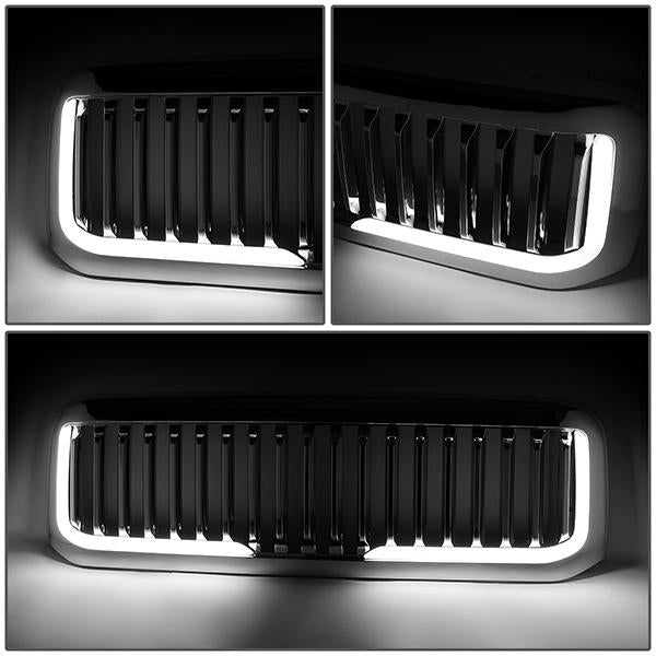 99-04 Ford F250 F350 F450 F550 Super Duty Front  Bumper Grille+LED Bar - Vertical Fence Style