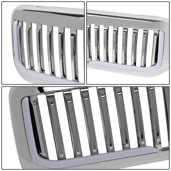 99-04 Ford F250 F350 F450 F550 Super Duty Front  Bumper Grille+LED Bar - Vertical Fence Style