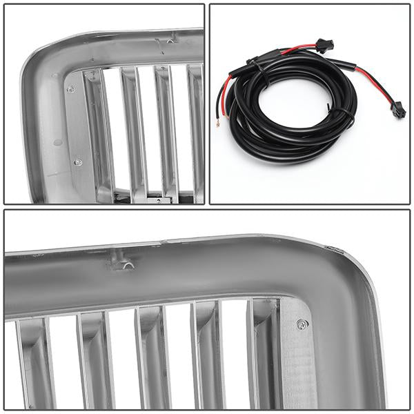 99-04 Ford F250 F350 F450 F550 Super Duty Front  Bumper Grille+LED Bar - Vertical Fence Style