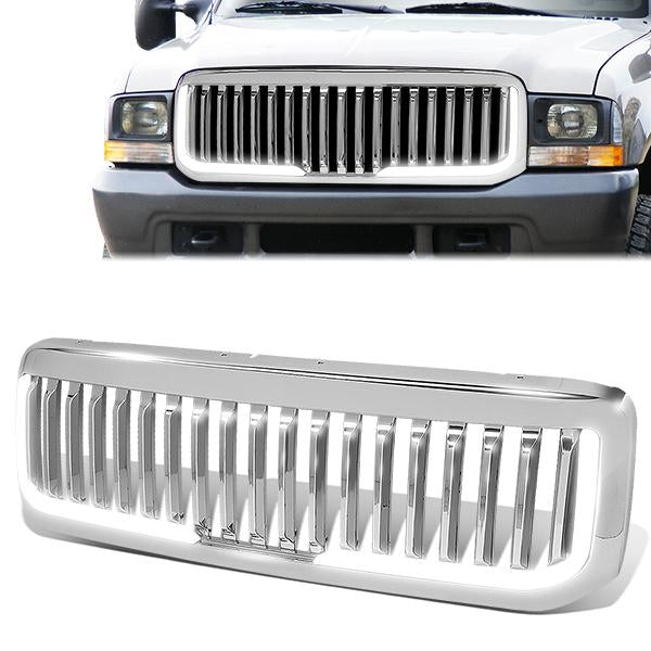 99-04 Ford F250 F350 F450 F550 Super Duty Front  Bumper Grille+LED Bar - Vertical Fence Style