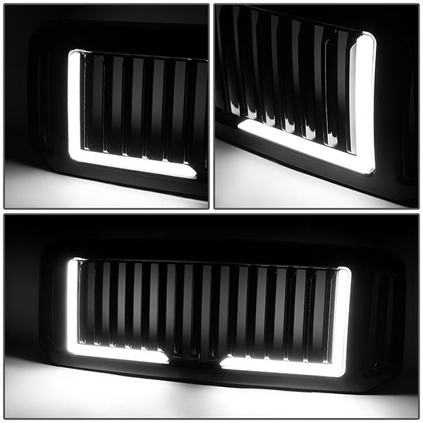 05-07 Ford F250 F350 F450 F550 Super Duty Front Grille+LED Bar - Vertical Style - Black