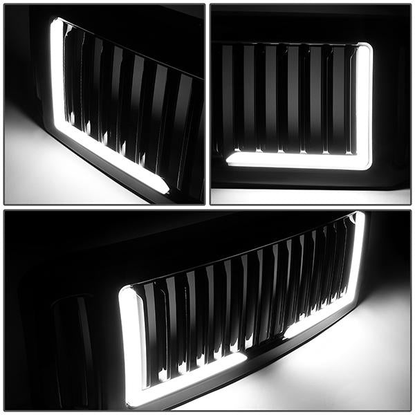 05-07 Ford F250 F350 F450 F550 Super Duty Front Grille+LED Bar - Vertical Style - Black