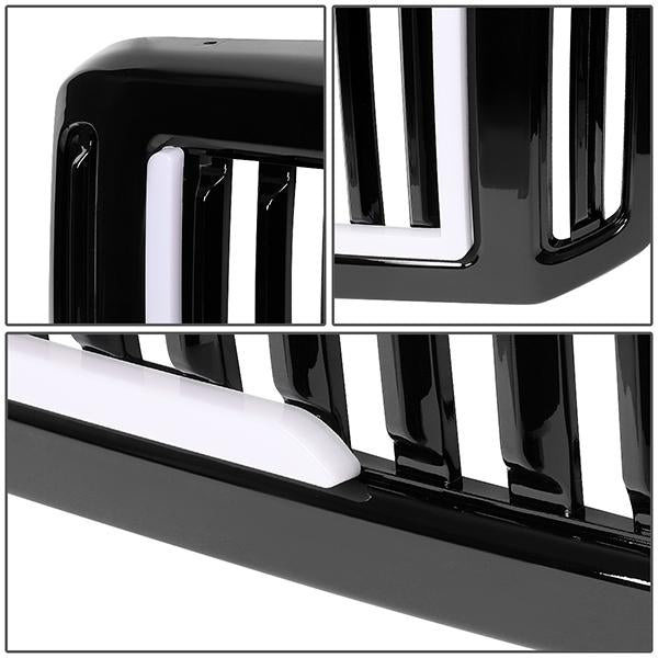 05-07 Ford F250 F350 F450 F550 Super Duty Front Grille+LED Bar - Vertical Style - Black