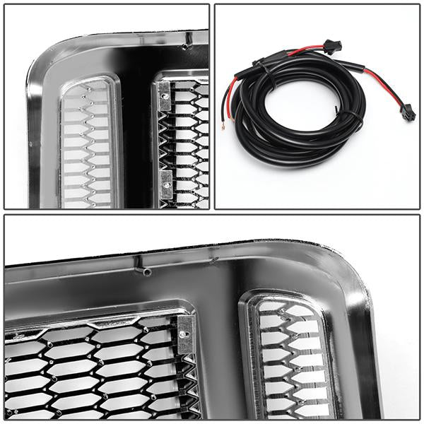 05-07 Ford F250 F350 F450 F550 Super Duty Front Grille+LED Bar - Honeycomb Mesh - Chrome