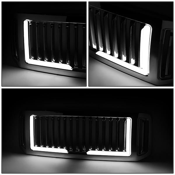 05-07 Ford F250 F350 F450 F550 Super Duty Front Grille+LED Bar - Vertical Style - Chrome