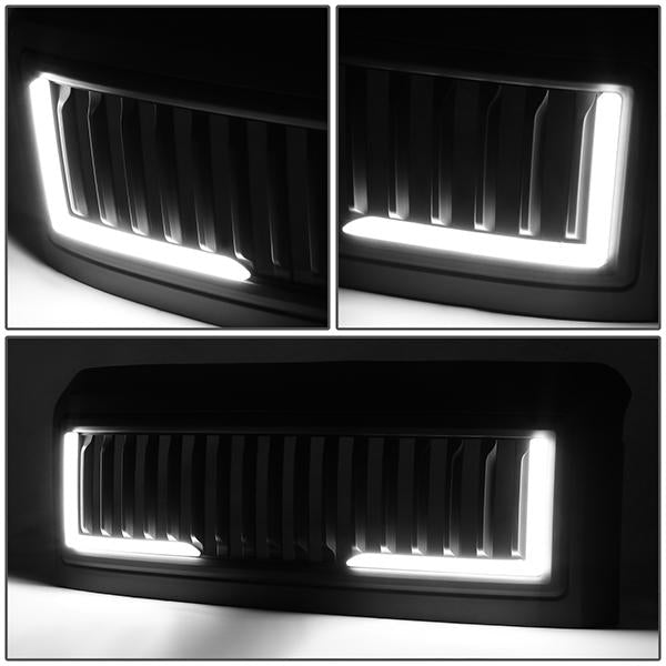 08-10 Ford F-250 - F-550 Super Duty LED DRL Front Grille - Badgeless Vertical Fence Style - Matte