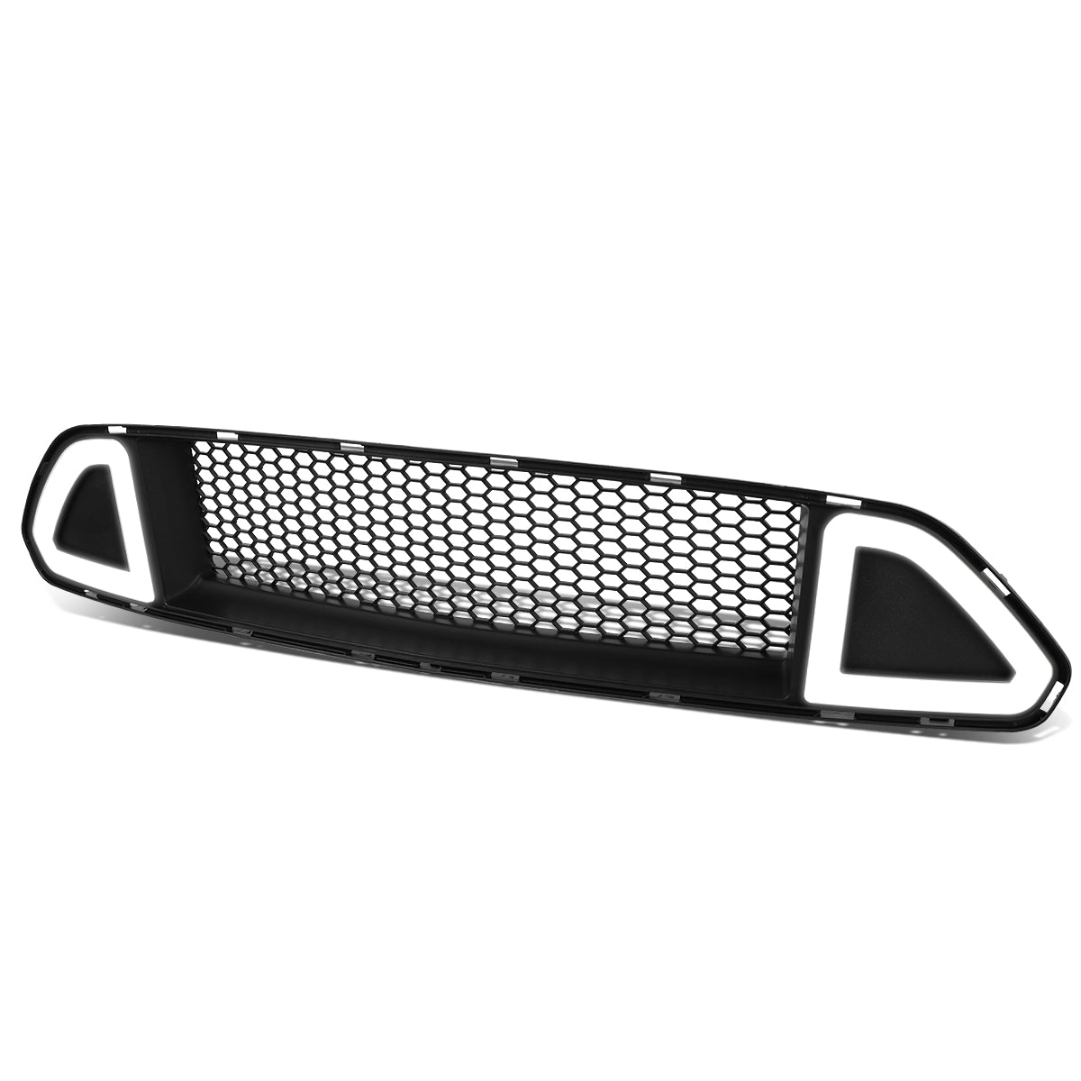 15-17 Ford Mustang Front Grille+LED DRL - Badgeless Honeycomb Mesh - Black