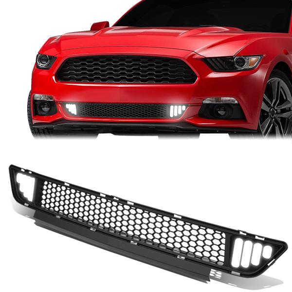 15-17 Ford Mustang Base/Ecoboost/GT LED DRL Front Lower Bumper Grille - Honeycomb Mesh - Black