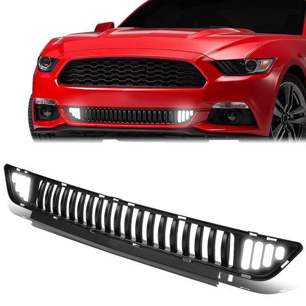 15-17 Ford Mustang Base/Ecoboost/GT LED DRL Front Lower Bumper Grille - Vertical Style - Black