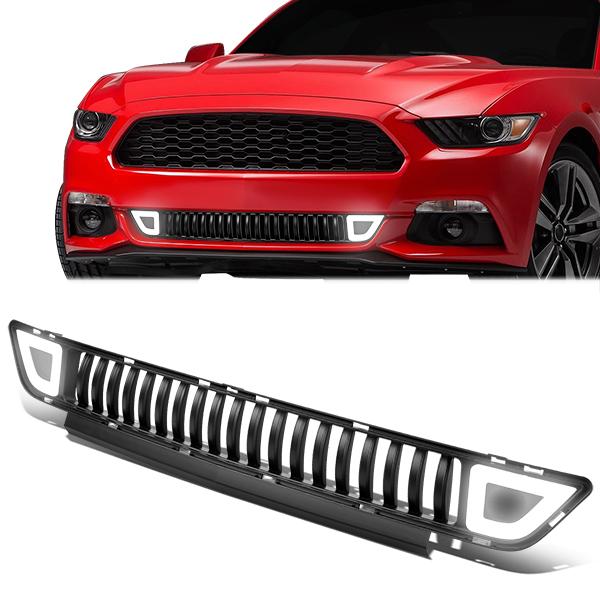 15-17 Ford Mustang Base/Ecoboost/GT LED DRL Front Lower Bumper Grille - Vertical Fence Style