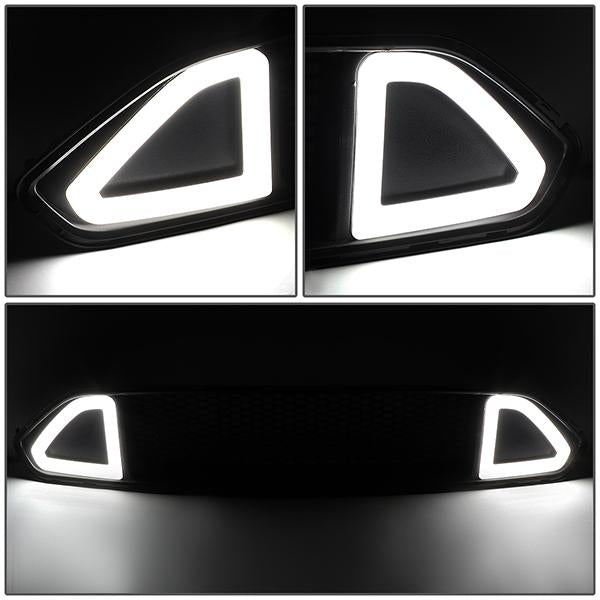 18-20 Ford Mustang Front Upper Bumper Grille w/Triangle LED DRL - Badgeless Honeycomb Mesh