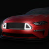 18-20 Ford Mustang Front Upper Bumper Grille w/Triangle LED DRL - Badgeless Honeycomb Mesh