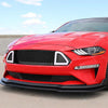 18-20 Ford Mustang Front Upper Bumper Grille w/Triangle LED DRL - Badgeless Honeycomb Mesh