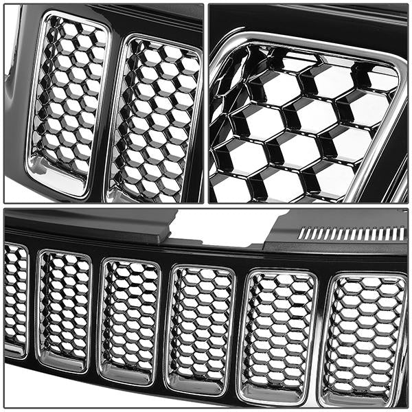 14-16 Jeep Grand Cherokee LED DRL Front Grille - Honeycomb Mesh - Black