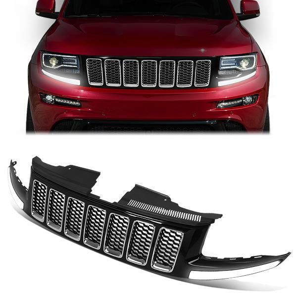 14-16 Jeep Grand Cherokee LED DRL Front Grille - Honeycomb Mesh - Black