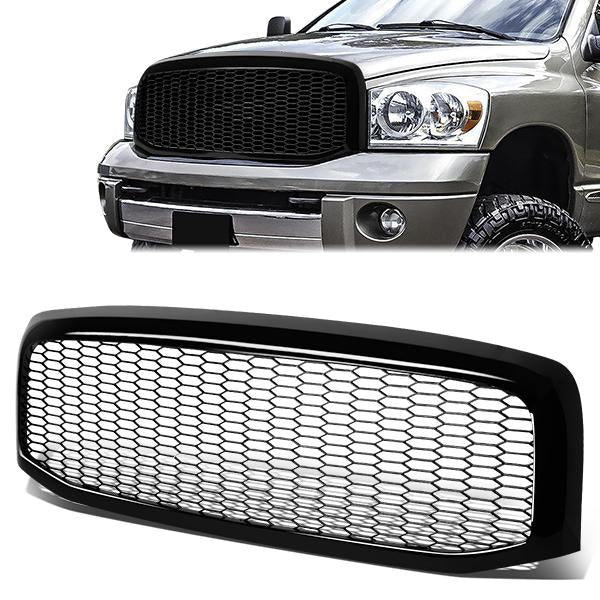 06-09 Dodge Ram 1500 2500 3500 Front Grille - Badgeless Honeycomb Mesh - Black