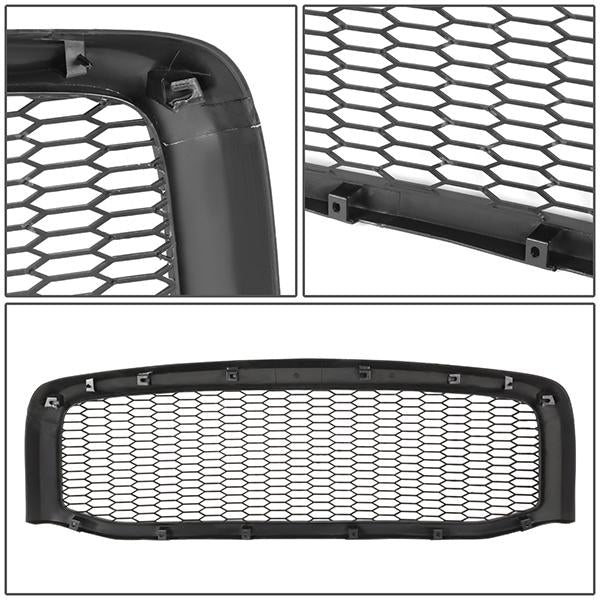 06-09 Dodge Ram 1500 2500 3500 Front Grille - Badgeless Honeycomb Mesh - Matte Black