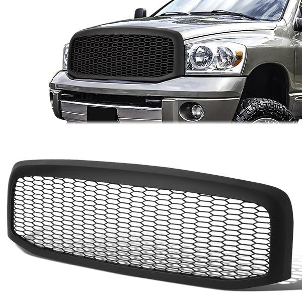 06-09 Dodge Ram 1500 2500 3500 Front Grille - Badgeless Honeycomb Mesh - Matte Black