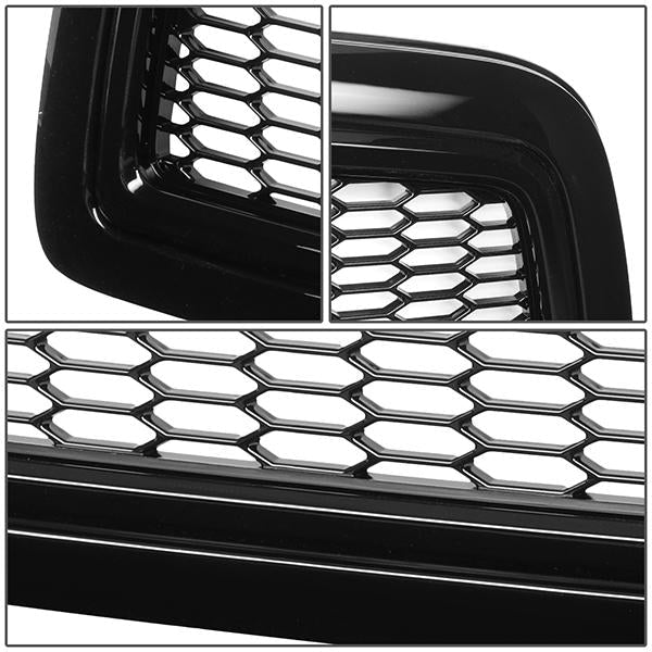 09-12 Dodge Ram Truck 1500 Front Grille - Badgeless Honeycomb Mesh - Gloss Black