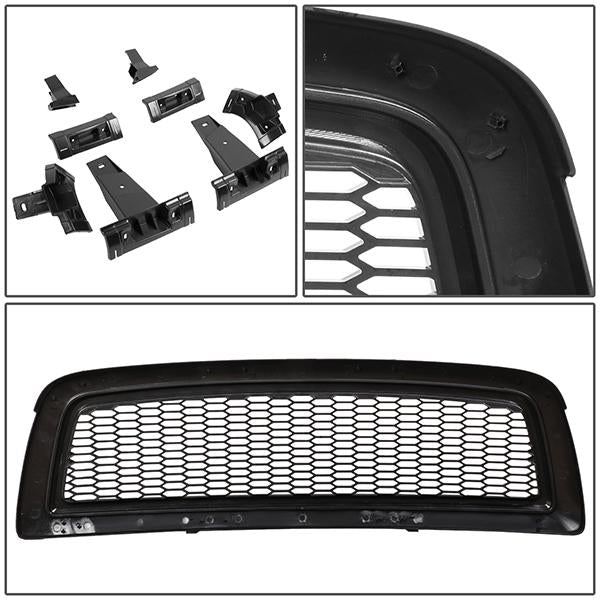 09-12 Dodge Ram Truck 1500 Front Grille - Badgeless Honeycomb Mesh - Gloss Black