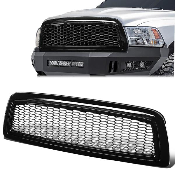 09-12 Dodge Ram Truck 1500 Front Grille - Badgeless Honeycomb Mesh - Gloss Black