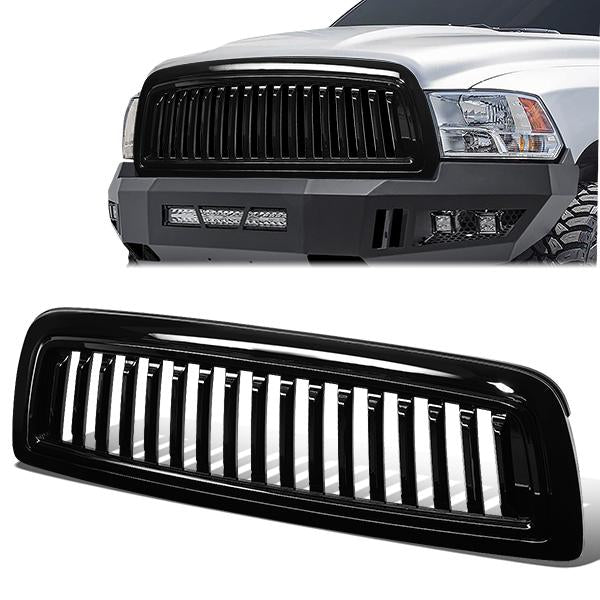 09-12 Dodge Ram Truck 1500 Front Grille - Badgeless Vertical Style - Gloss Black