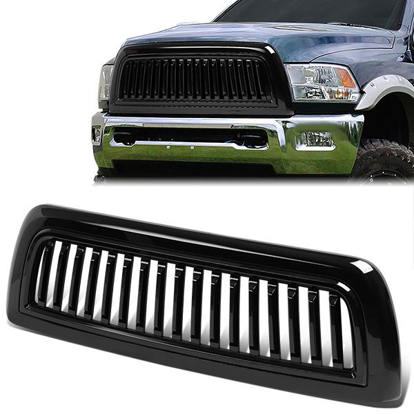 10-18 Ram Truck 2500 3500 Front Grille - Badgeless Vertical Fence Style - Gloss Black