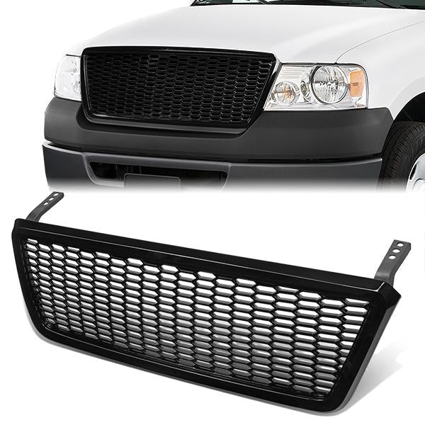 04-08 Ford F150 Front Grille - Badgeless Honeycomb Mesh - Black