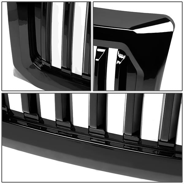 09-14 Ford F150 Front Grille - Badgeless Vertical Fence Style - Gloss Black