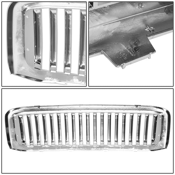 99-04 Ford F250 F350 F450 F550 Super Duty Front Grille - Vertical Fence Style - Chrome