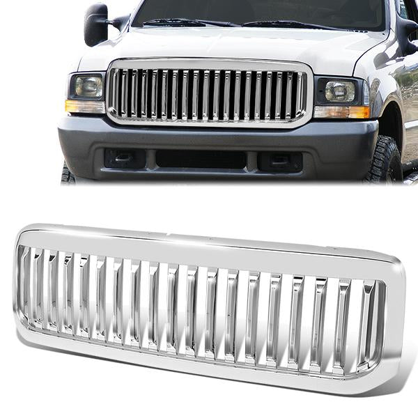 99-04 Ford F250 F350 F450 F550 Super Duty Front Grille - Vertical Fence Style - Chrome