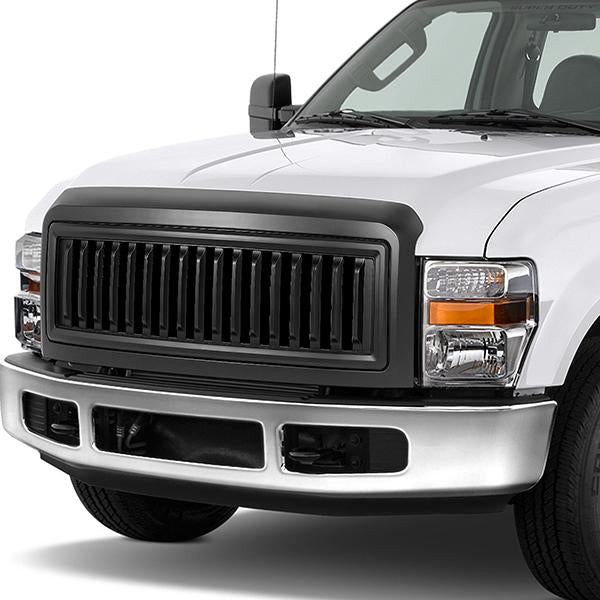 08-10 Ford F250-F550 Super Duty Front Grille - Badgeless Vertical Fence Style - Matte Black