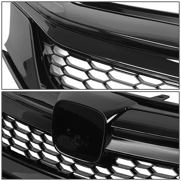 16-17 Honda Accord Sedan Front Grille - Honeycomb Mesh Style - Glossy Black