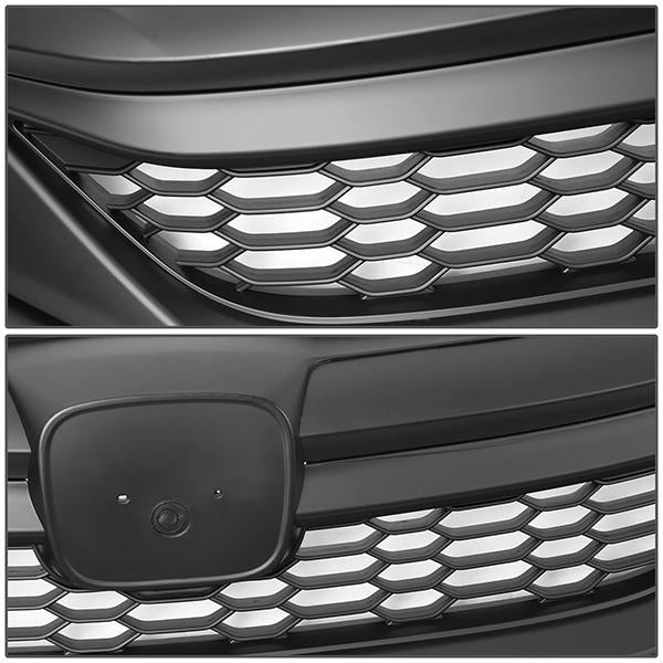 16-17 Honda Accord Sedan Front Grille - Honeycomb Mesh Style - Matte Black