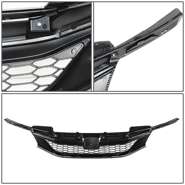 16-17 Honda Accord Sedan Front Grille - Honeycomb Mesh Style - Chrome