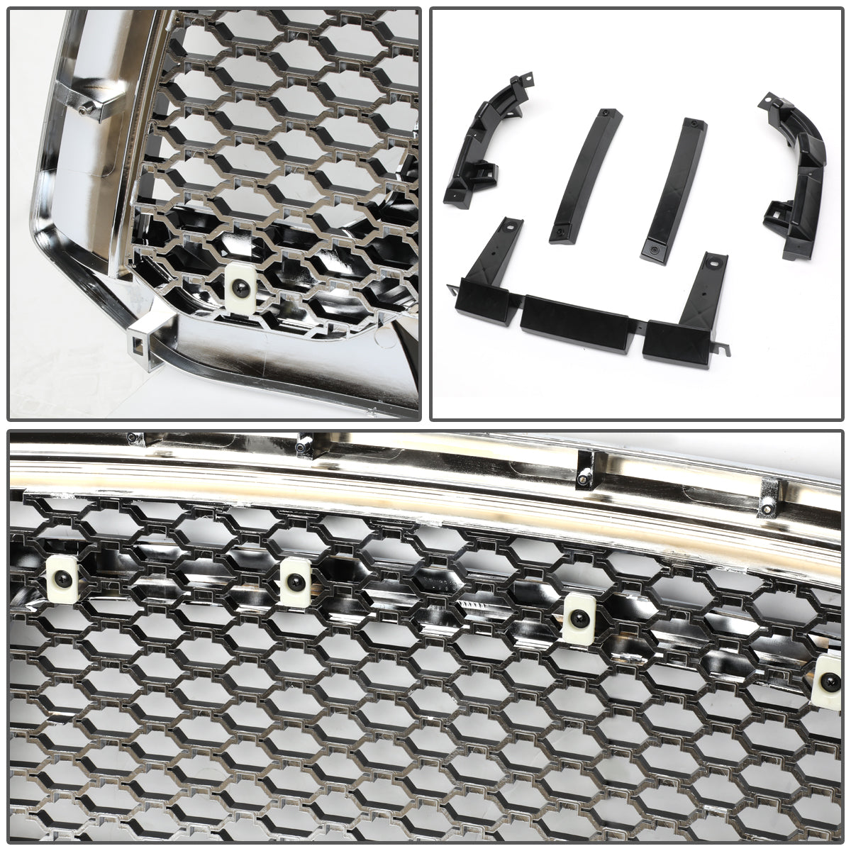 13-18 Ram 1500 Rebel Front Grille - Badgeless Honeycomb Mesh - Chrome