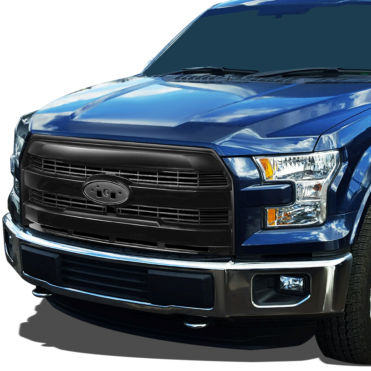 15-17 Ford F-150 Front Grille - Horizontal Fence Mesh - Matte Black