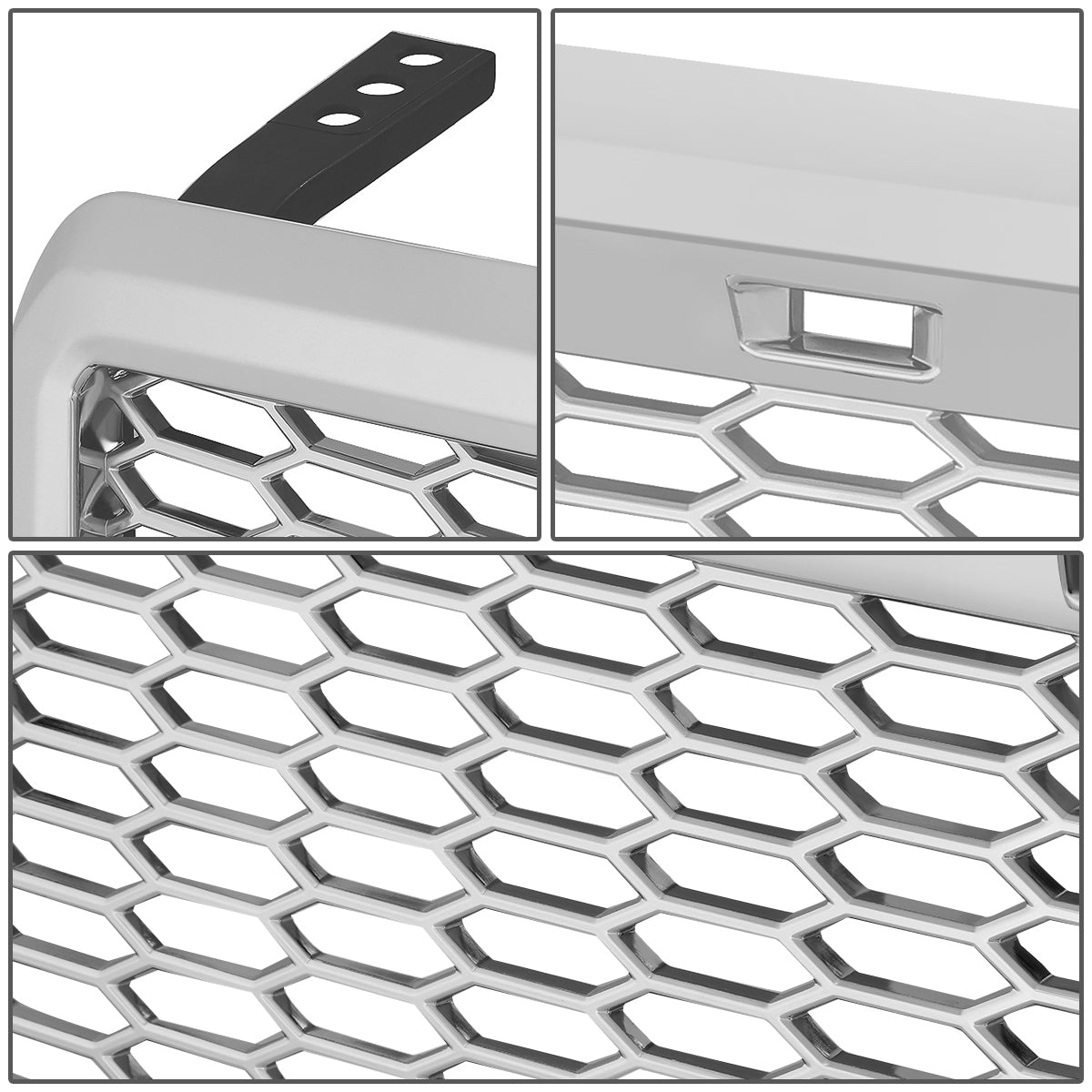 04-08 Ford F-150 Front Grille+LED - Badgeless Honeycomb Mesh - Chrome