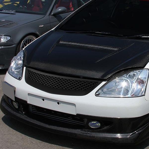 01-03 Honda Civic Front Grille - Badgeless Type-R Style - Black