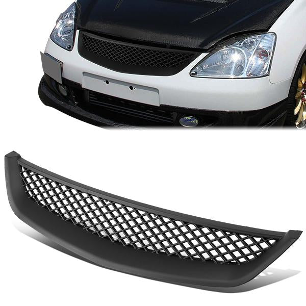 01-03 Honda Civic Front Grille - Badgeless Type-R Style - Black